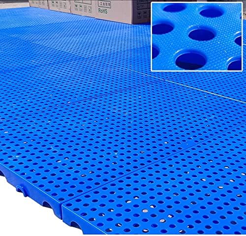 Interlocking Plastic Decking Tiles - Durable Anti-Slip Storage Pallet for Garage, Warehouse & Supermarket - Breathable Cargo Matting, Blue, 60x30x3cm, 1 Pack