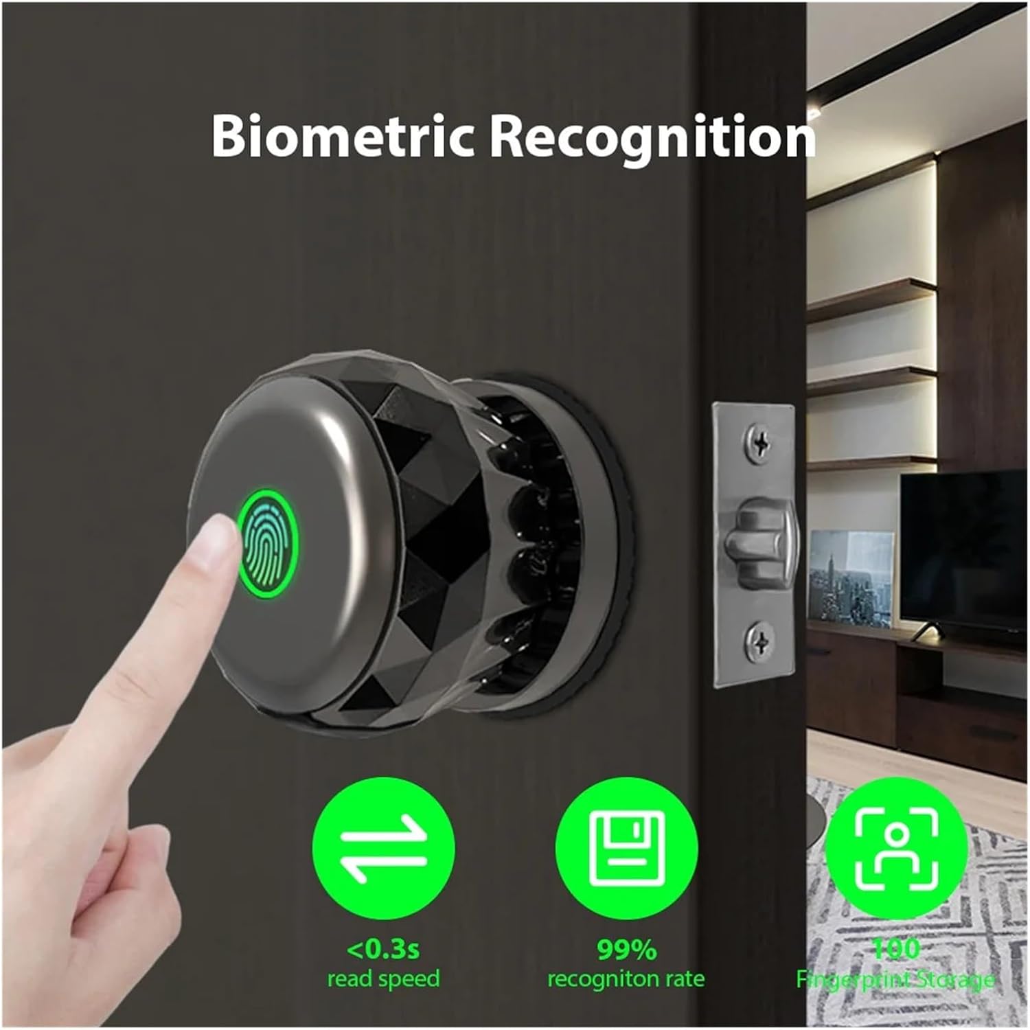 スマートロック キーレスエントリードアロック 指紋認証ドアノブ TY アプリ操作 BT 3in1 指紋/キー/アプリドアロック 35