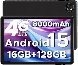 DOOGEE T10W Android 15 Tablet 10 Inch 16GB RAM + 128GB ROM (2TB TF) 2025 Latest Tablet with SIM Card Slot, 8000mAh Gaming Tablets Android 4G LTE/5G WiFi, Dual Camera, BT5.0/ OTG/Face ID/USB Type C
