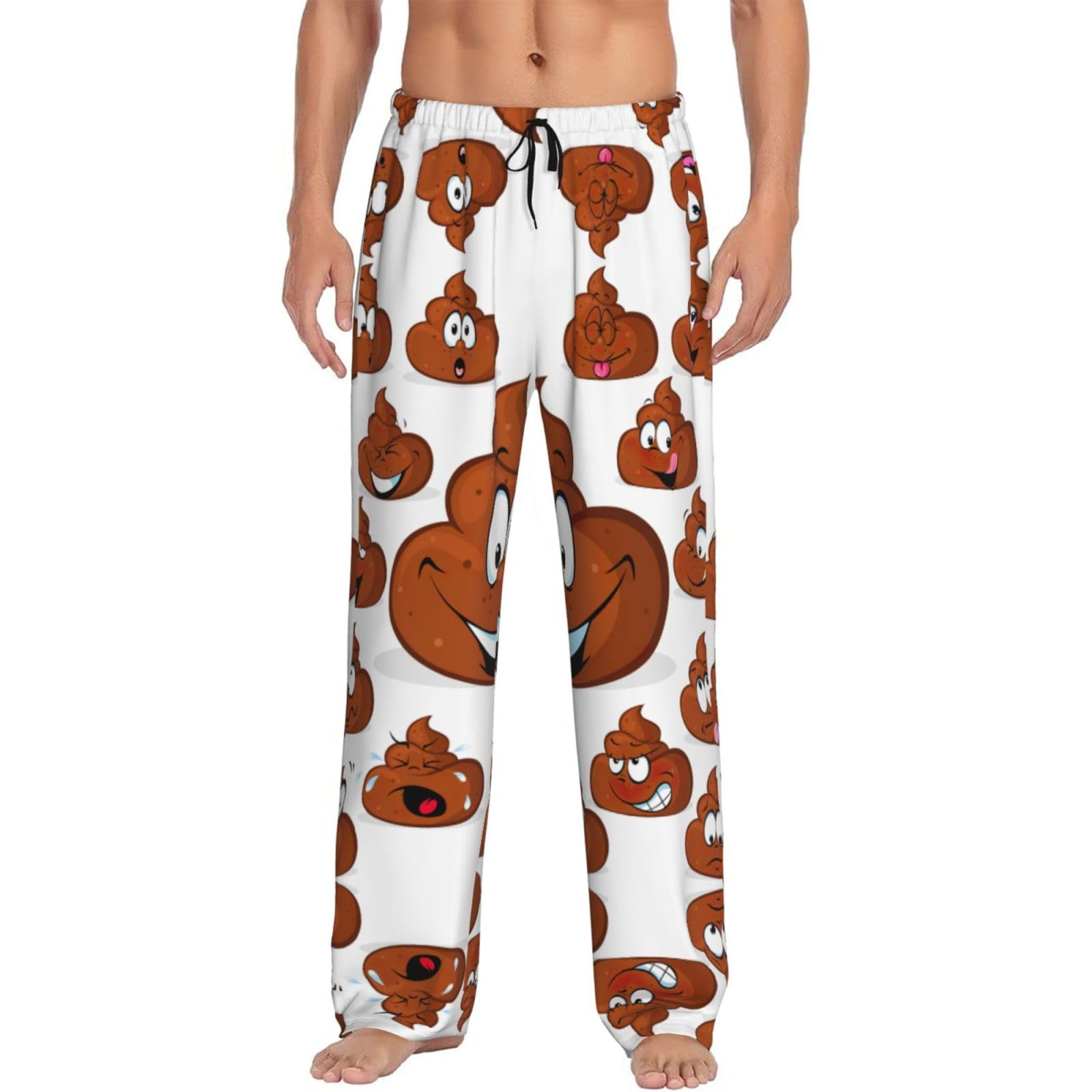 Funny Poop Men'S Pajama Bottom Pants Sleepwear Lounging Relaxed House Pjs Pants With Side Pockets