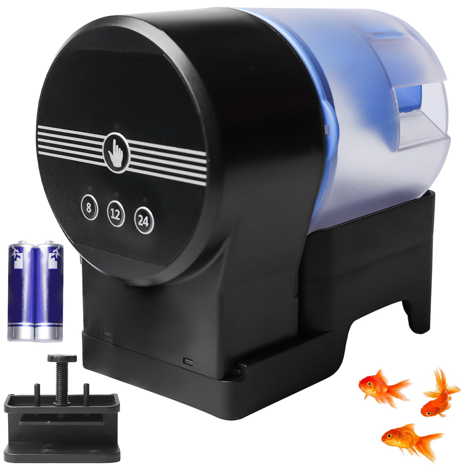 GOMETY Distributeur automatique de nourriture : 1 distributeur automatique de nourriture pour poissons en plastique, rechargeable par USB et alimenté par piles, résistant à l'humidité, pour les