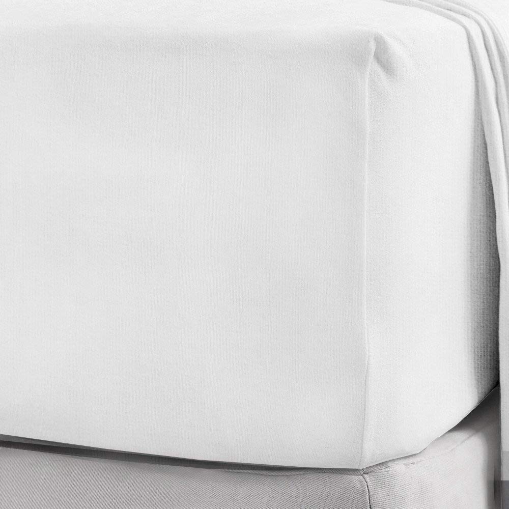 Sleep&Snuggle White 100% Brushed Cotton Thermal Flannelette Flat Sheet - Single
