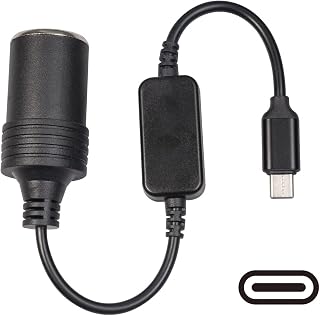 シガーソケット Type Cポート 30cm 車載充電器 type-c 5V to 12V シガレットライターソケット メス 変換アダプタ 変換ケーブル 車載用品対応 カー用品