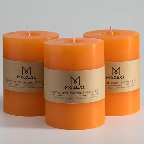 Miniatura 303 de MOZEAL Velas de pilar extra grandes de color borgoña de 4" x 10" (juego de 2), sin perfume, sin goteo, sin humo, de larga combustión limpia, velas