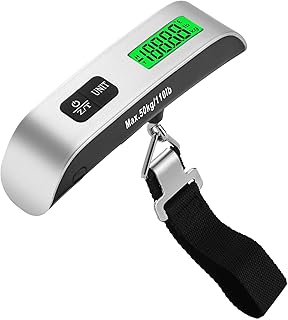 Digital Luggage Scale, 110lb Portable Suitcase Weight Scale for Travel with Backlit LCD, 4-Unit Switching, Non-Slip, Luggage Scale for Luggage, Backpacks, Packages (Battery Included)