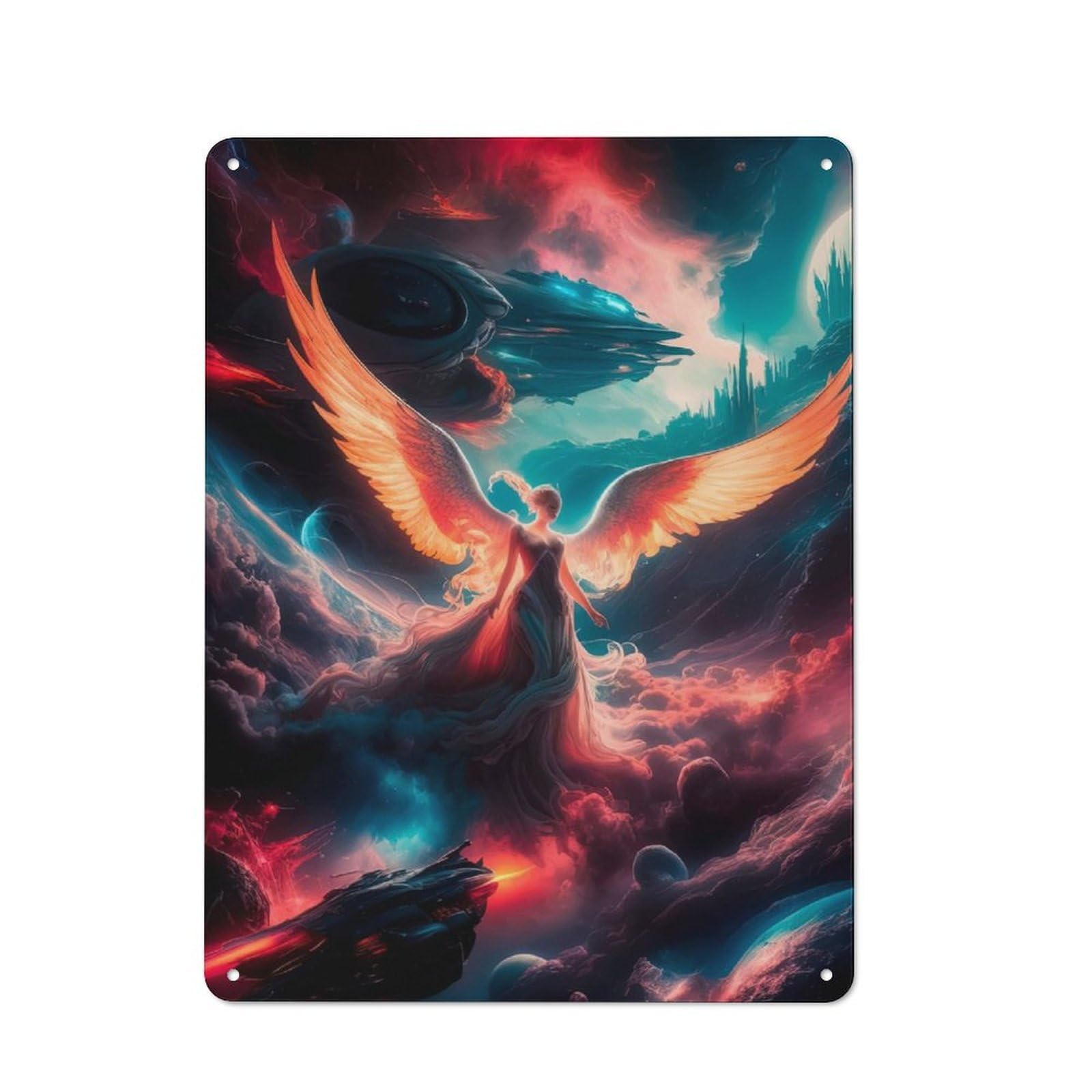 Junmoney Celestial Angel Ascend Rustic Tin Sign 40X30cm Featuring For Garage Or Workshop, For Updating Garage And Workshop After Moving