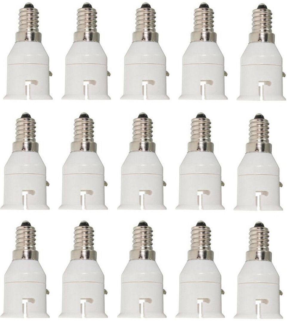 EVEHANGER E14 TO b22 Bulb Convertor Lamp Base Socket, Bulb Adapter Lamp Base Socket Extender for LED, CFL & Halogen Bulbs – Heat Resistant, Durable & Easy Installation Pack of 15