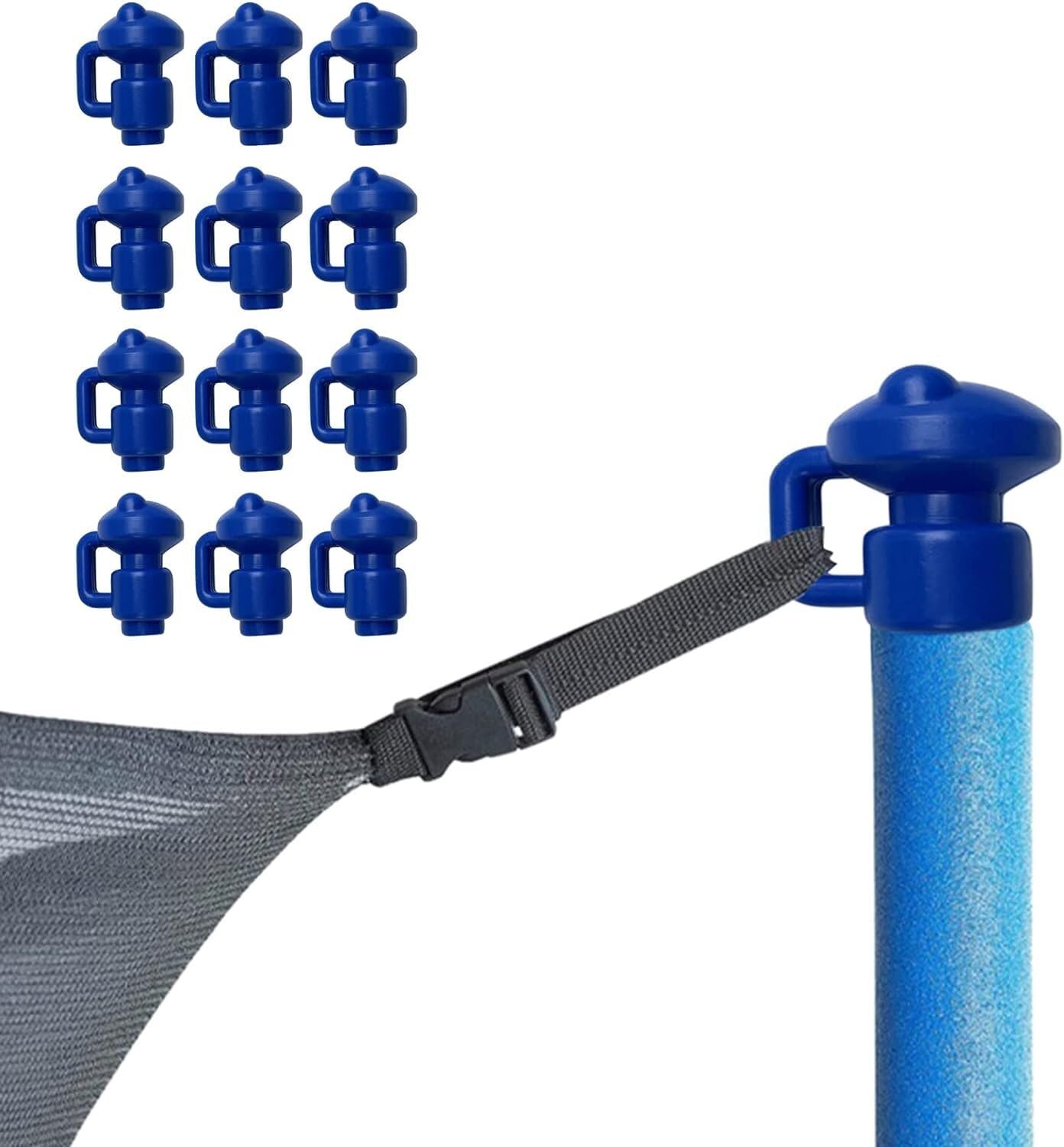 TFG - Ttfd Blue Thickened Durable Trampoline Enclosure Pole Cap, Net Hook Universal Trampoline Accessories, for Protective Safety(12Pcs,2.8cm)
