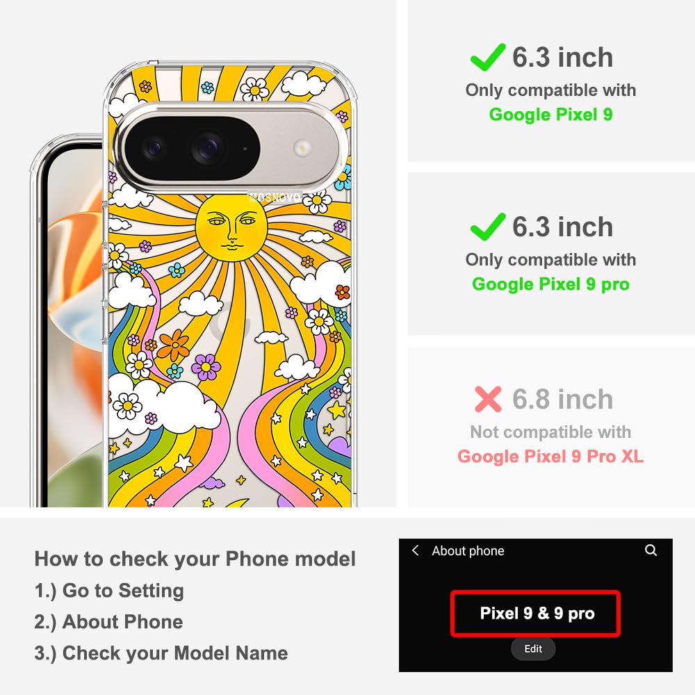 MOSNOVO Case for Google Pixel 10 & Pixel 10 Pro, [Buffertech 6.6ft Military-Grade Drop Protection] [Anti Peel Off Tech] Clear TPU Bumper Phone Case Cover Design - Cute Cherry — view 445
