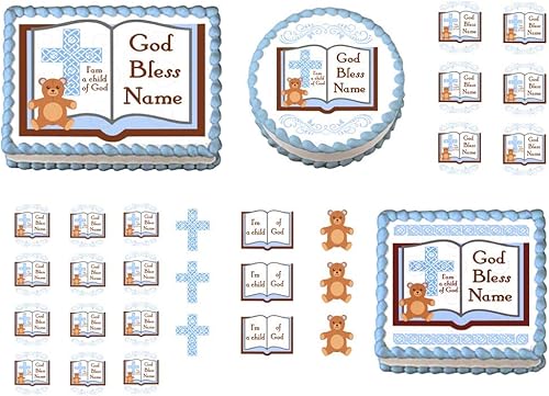 Miniatura 2 de Bautizo niño Biblia 14 hoja (10.5 x 8 pulgadas) comestible decoración de fiesta de cumpleaños