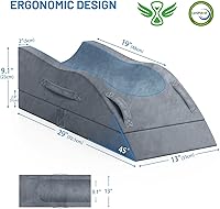 Vista 2 de Almohadas de elevación de piernas, almohada de cuña para después de la cirugía, soporte de piernas de espuma viscoelástica ajustable, cuidado cómodo