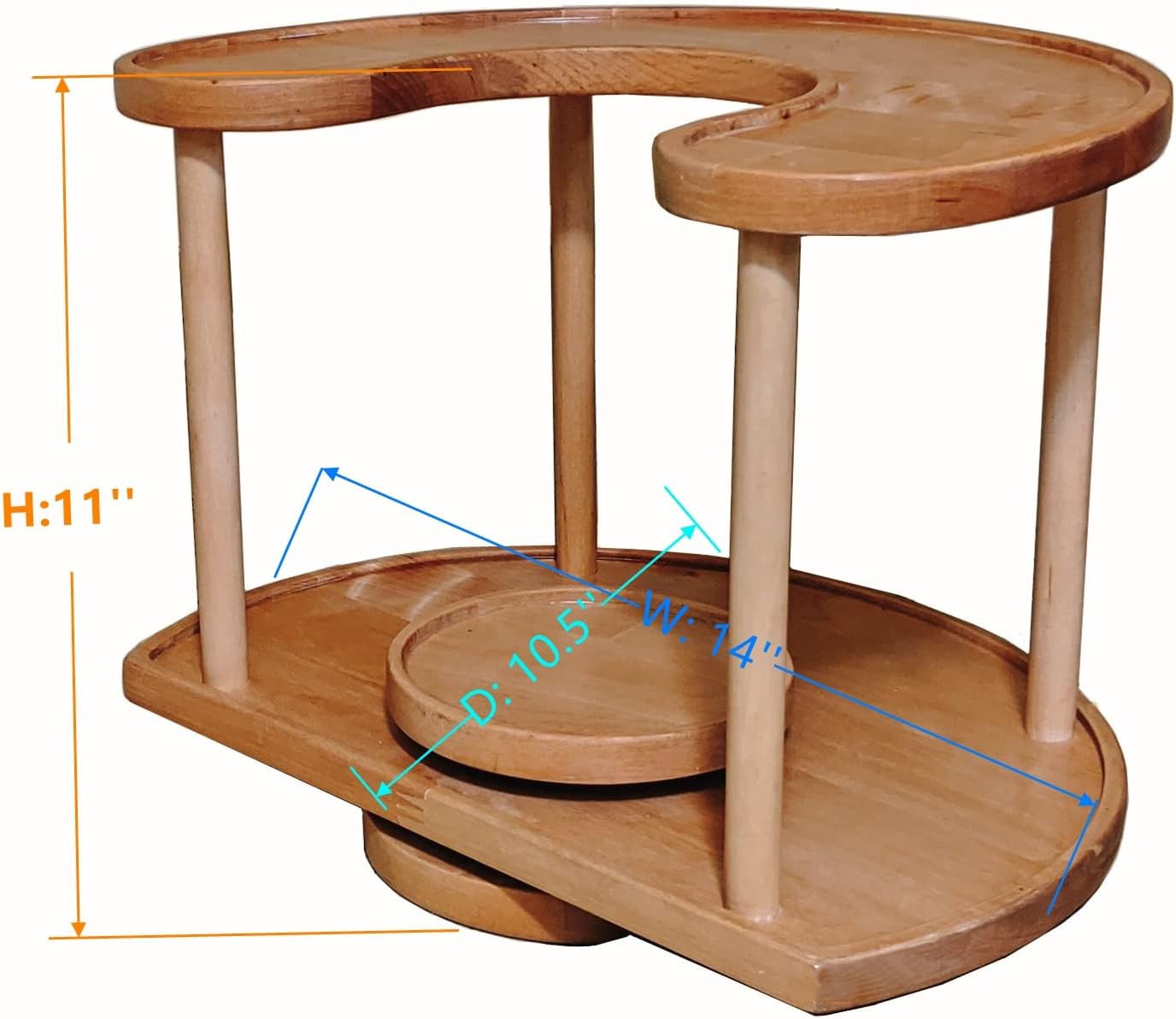 Two Tier Organizer Wood Lazy Susan for Countertop Spinner Turntable Tea Organizer for Cabinet Soda Rack Organizer Turn Tables for Organization | Spice Storage Organizer House Organization (Sunset)