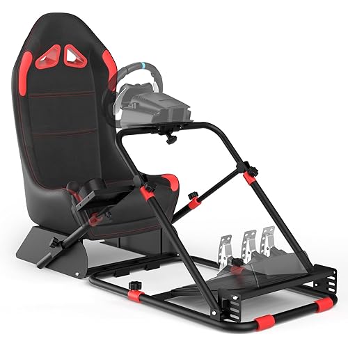 RACGTING Racing Simulator Cockpit, Foldable & Adjustable Racing Seat for Logitech G29, G920, G923, G27, G25, Thrustmaster models like T248, T248X, T300RS GT, T150, T80, TX, T-GT, TS-PC, Black