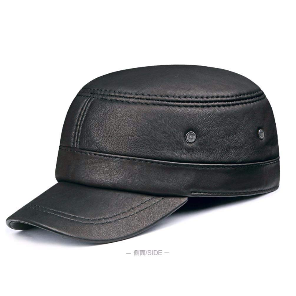 Cappello in Vera Pelle, Berretto Militare in Pelle da Uomo Autunno e Inverno