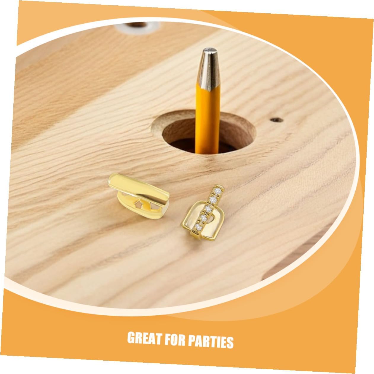 3pcs Hip Hop Tooth Jewelry Grill Set Gold Plated Single Tooth Caps Decorative Grill Accessories for Men Party Cosplay and Rapper Events