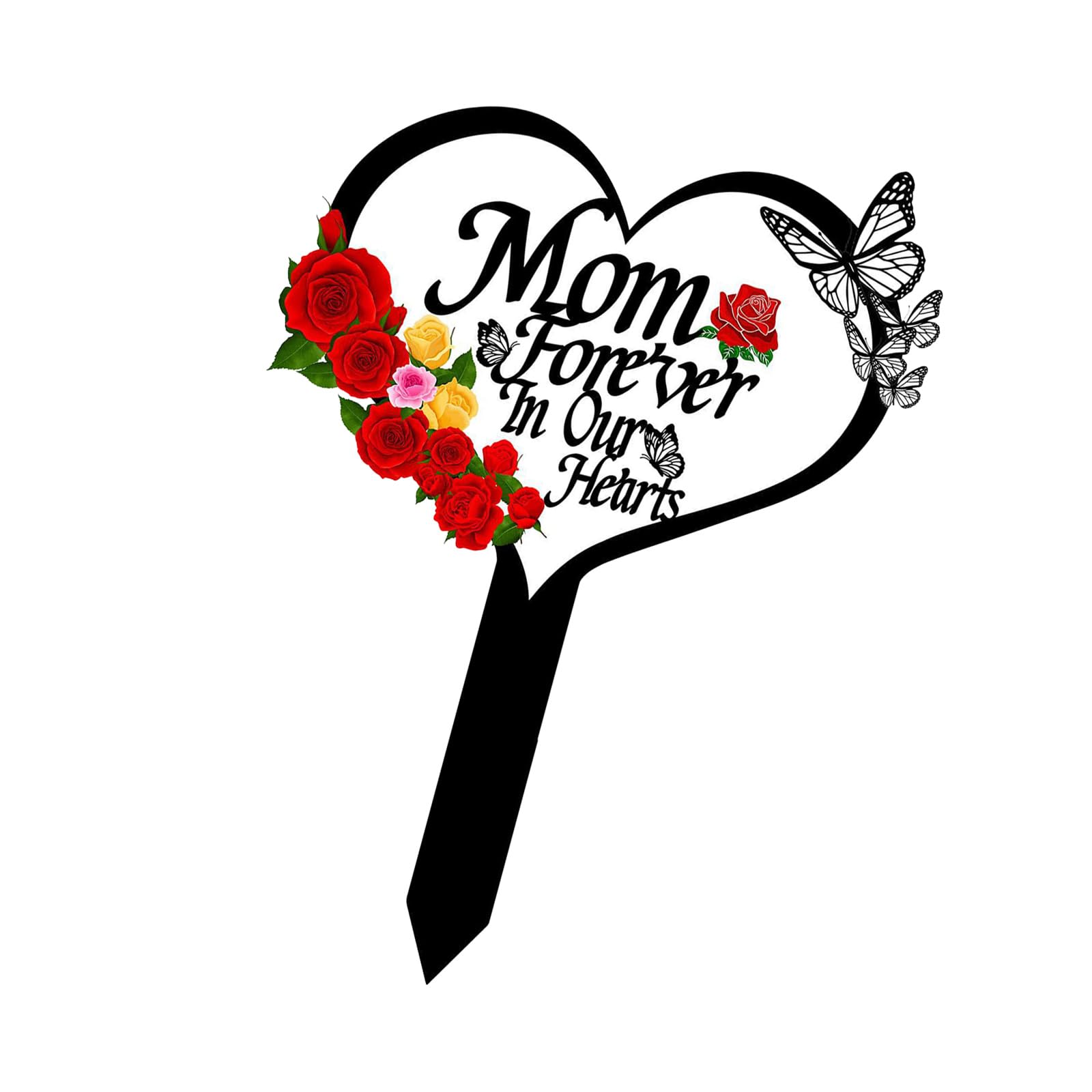 Acrylic Heart Shaped Grave Marker for Remembrance Mom/Dad Outdoor Cemetery Decoration Stake Sympathy Gift Heart Molded Grave Marker