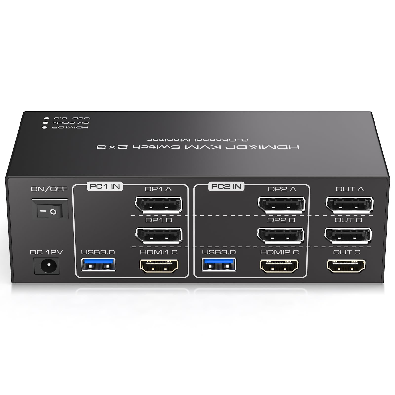 HDMI Displayport KVM Switch 3 Monitors 2 Computers 8K@60Hz 4K@120Hz USB 3.0 DP KVM Switch for 2 PC Share Multi Monitor and 4 USB Devices Included