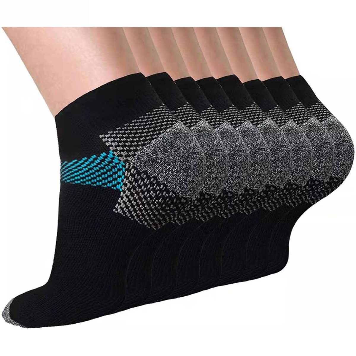 Herrensocken, 6 Paar, Anti-Blasen, gepolstert, atmungsaktiv, Laufsocken, Baumwolle, Sportsocken, Sportsocken, weiß, 6-8