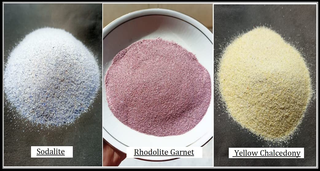 Natural Gemstone Crushed Fine Powder -Set of 3, Stone dust Powder, Great for Painting, Woodworking, Inlay Work and More - 150 Ct Each