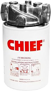 Chief Spin-On Filter Assembly - Hydraulic Oil Filter for Petroleum Based Fluids, 20 GPM, 250 PSI, 3/4" NPTF Port Size, 1"-12 Filter Thread - 10 Micron Filter, 3 lb (1.3 kg), 226006