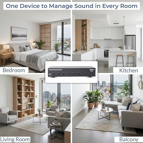 Miniatura 8 de Vaiyer Home Audio System Kit - 2000 W Bluetooth Amplifier w 10 Qty of 6.5" Framed Ceiling Speakers 200 W Each, 6-Ch Speaker Selector, 500 ft Speaker