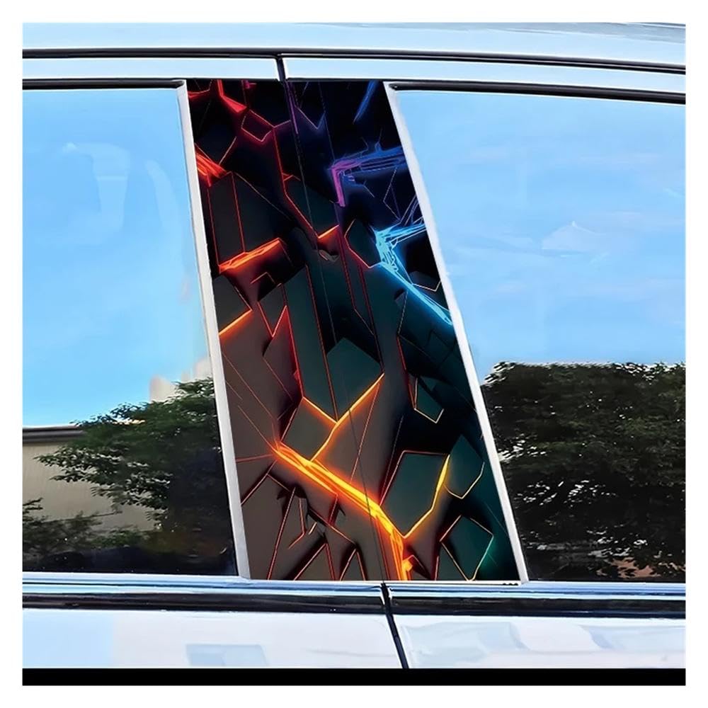 Auto Accessory 2 PCS Car Window Pillar Stickers Neon Geometry Scratch Resistant Personalized