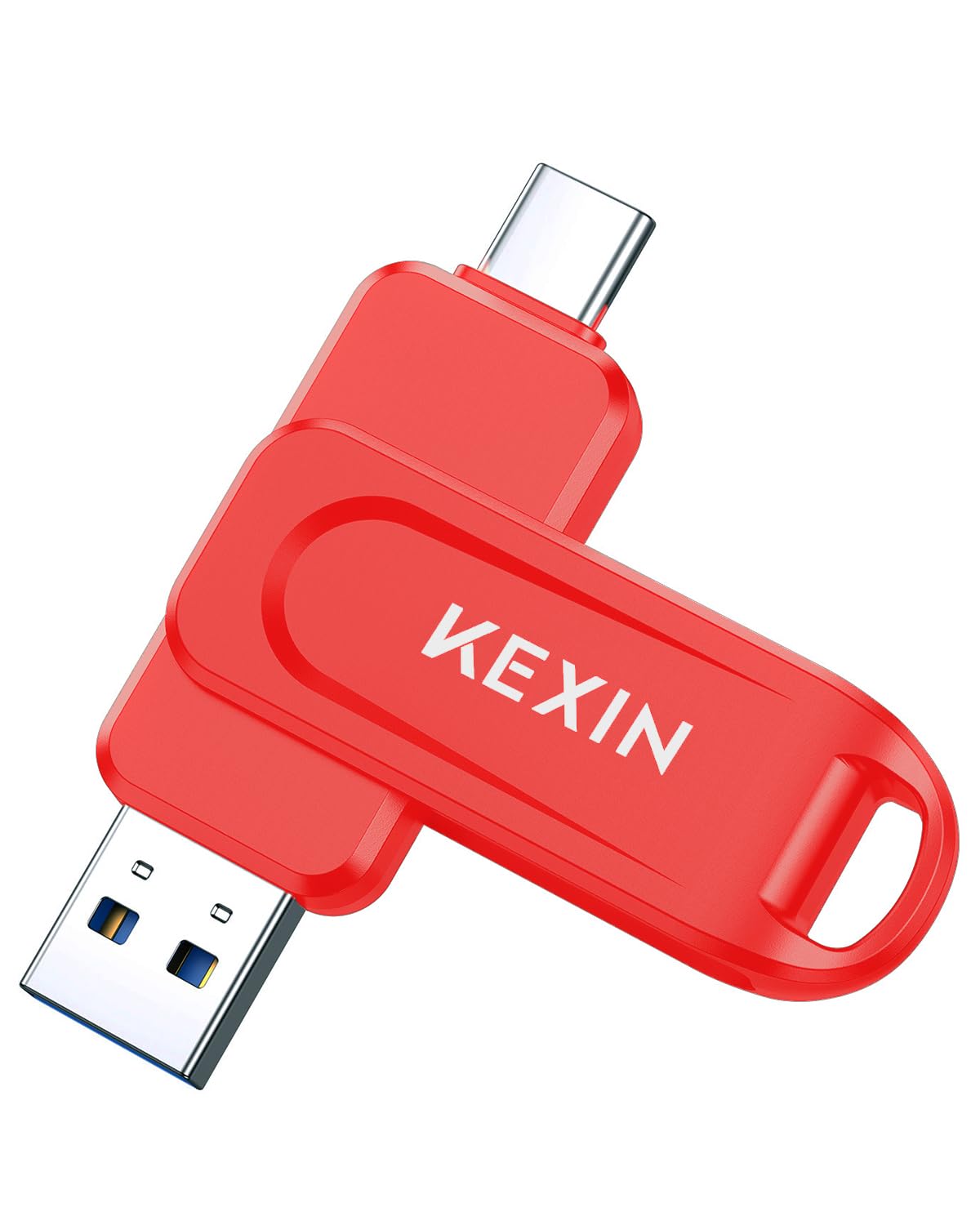 KEXIN Dual 64GB Flash Drive 3.0 USB-A &amp; Type-C Thumb Drive 100MB/s Swivel USB Drive 64GB Memory Stick for Smartphone Tablet iPhone 15/16 Car Game Console, Red