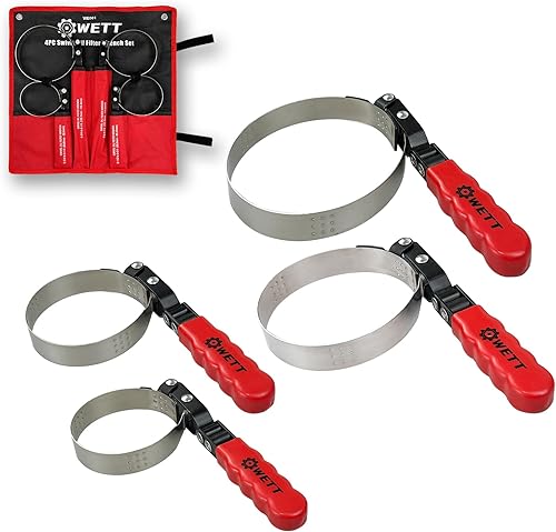 WETT Juego de llaves giratorias para filtro de aceite, herramienta estándar de extracción de filtro de aceite de 4 piezas, alicates removedores de