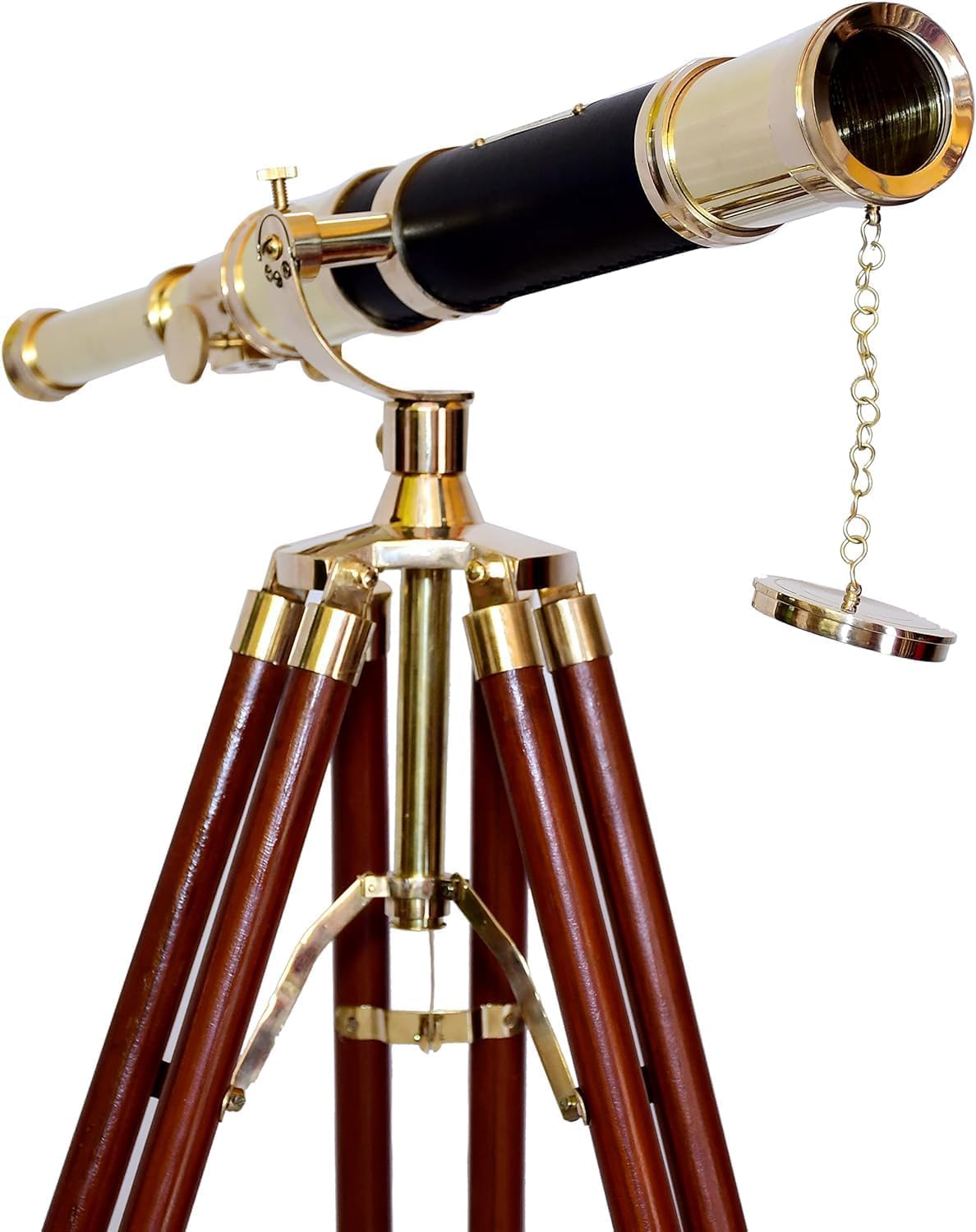 Telescopio nautico marittimo in ottone massiccio telescopio in ottone lucido nautico antico stile spyglass vintage da pavimento in legno treppiede stand
