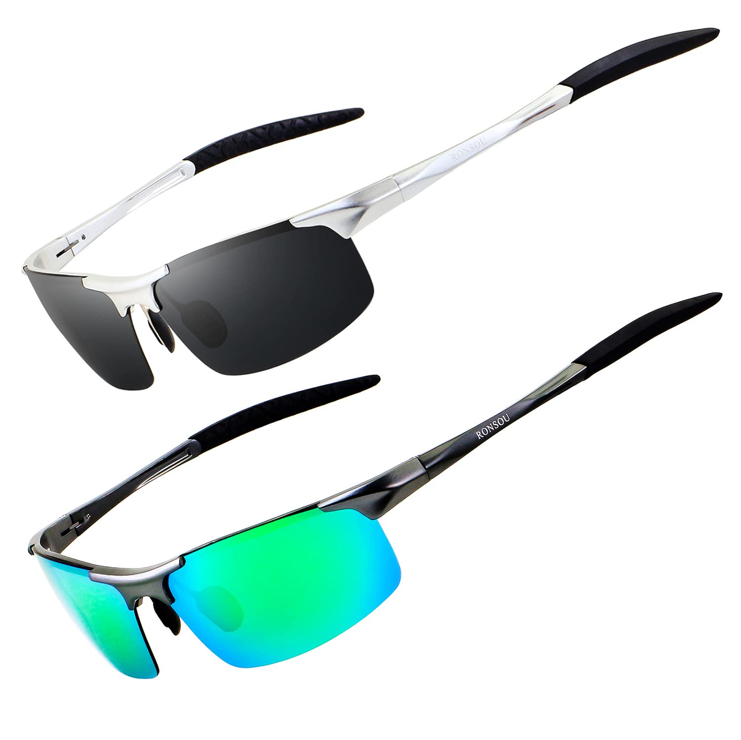 RONSOU 0.9 oz Sport Polarized Sunglasses for Men, Aluminum-Magnesium Frame