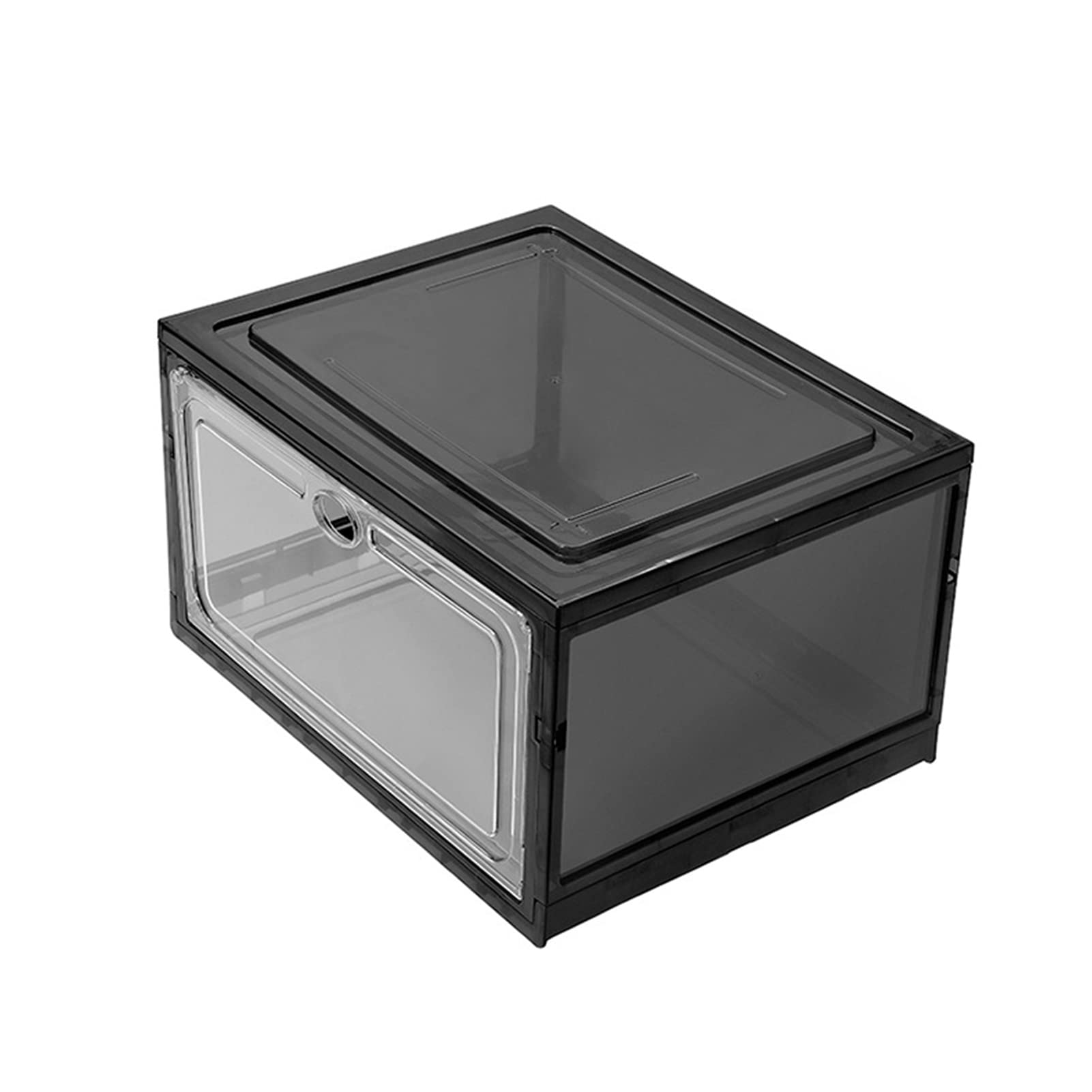 Cajas de zapatos Cajas de almacenamiento de zapatos, 4 cajas de almacenamiento de plástico transparente, apilables transparentes, organizadores de almacenamiento (37 x 28 x 22 cm, negro)