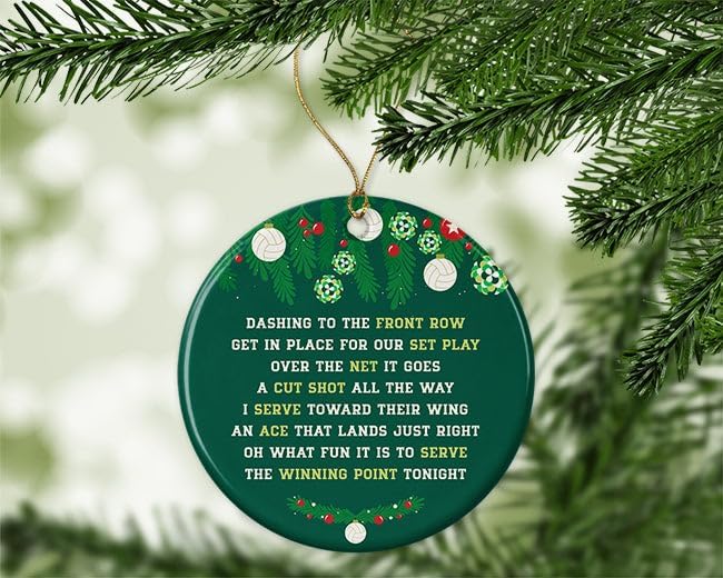 Miniatura 4 de Adorno redondo de cerámica de voleibol, Jingle All The Way - Adorno de Navidad - Adorno de vacaciones - Regalo de entrenador de voleibol - Adorno de