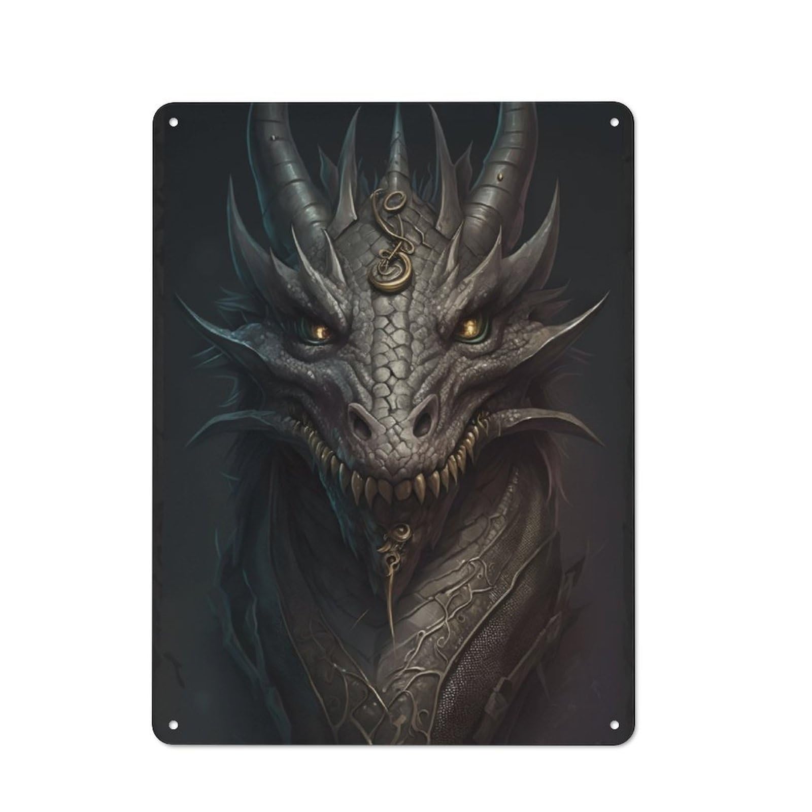 Junmoney Dark Dragon Vintage Tin Sign 40X30cm With For Home Office Or Studio, For Home Office Decor Fans Refreshing A Room In Autumn