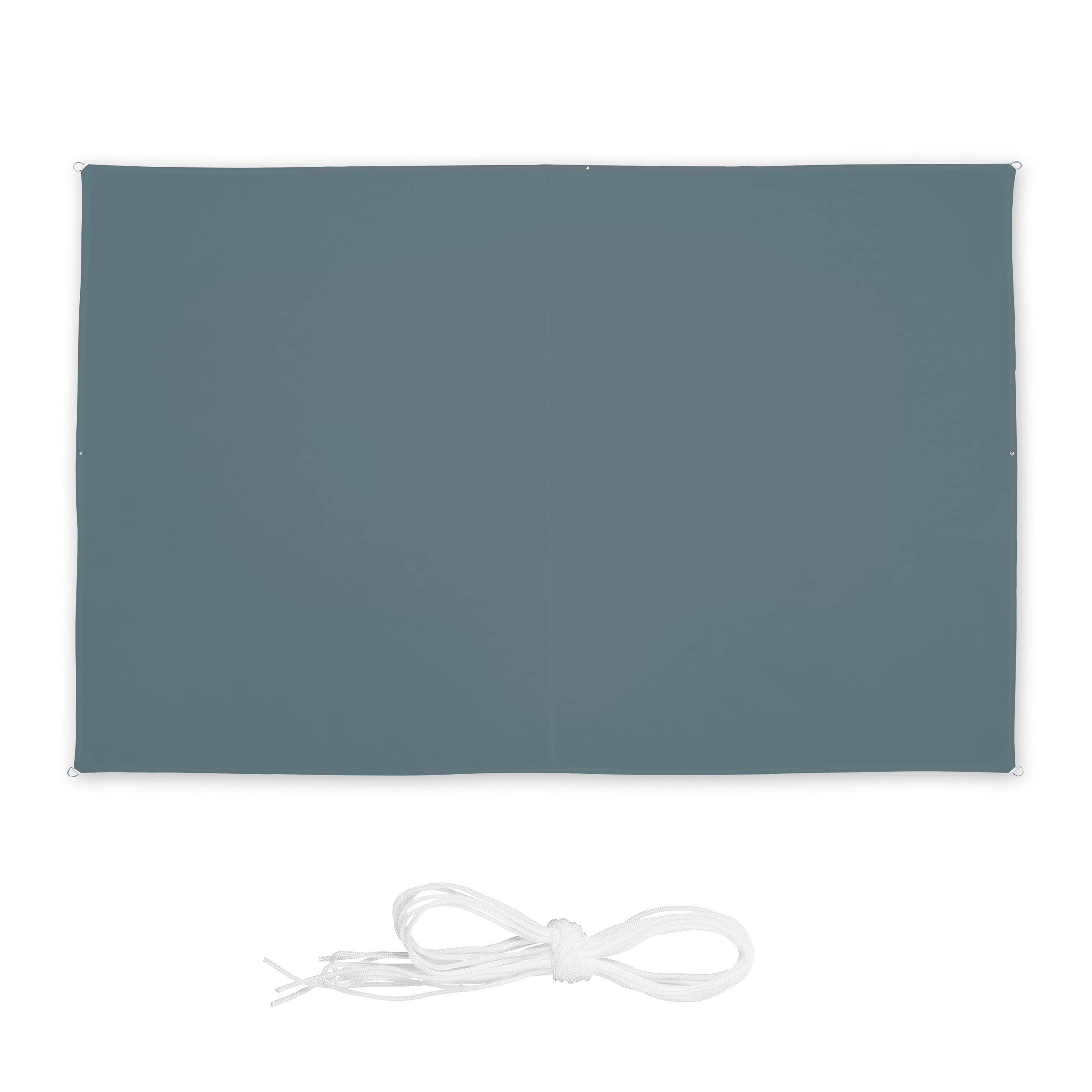relaxdays Voile d’ombrage rectangulaire, imperméable, Anti-UV, tendeurs, terrasse, Balcon, 2x3 m, Gris