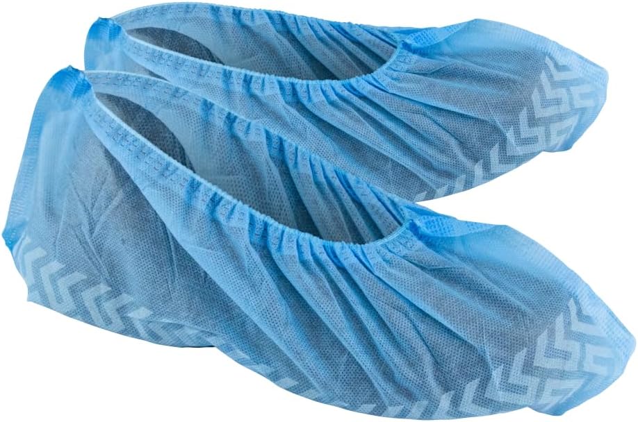 SAS Safety Corp Polypropylene Shoe Covers | Hygienic Shoe Covers W/Elastic Ankles and Slip-Resistant Soles | Indoor Outdoor Shoe Covers for Workplace, Automotive, Healthcare and More (Large)
