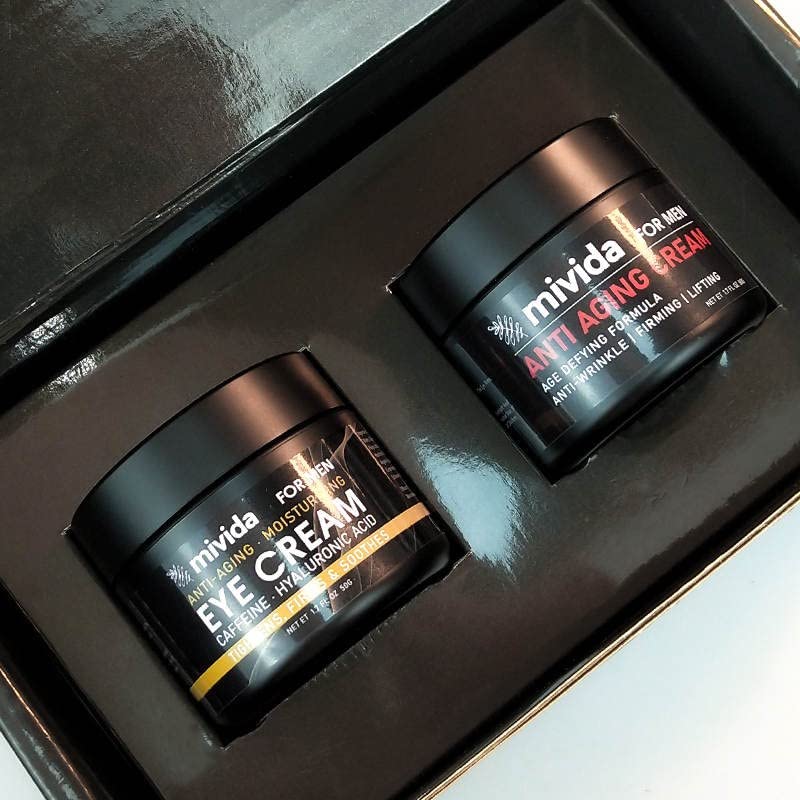 Miniatura 8 de Regalo para el Día del Padre  Set antienvejecimiento para hombres  Crema facial de retinol y crema de ojos con cafeína y ácido hialurónico, (2 x 1.7