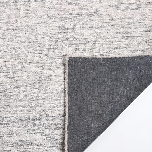 Image of Abstract Collection Handmade Area Rug - 100% Wool Pile, Contemporary Modern Textured Carpet for Living Room, Bedroom, or Office | Cotton Backing, Thick & Plush (Light Grey, 8' x 10')