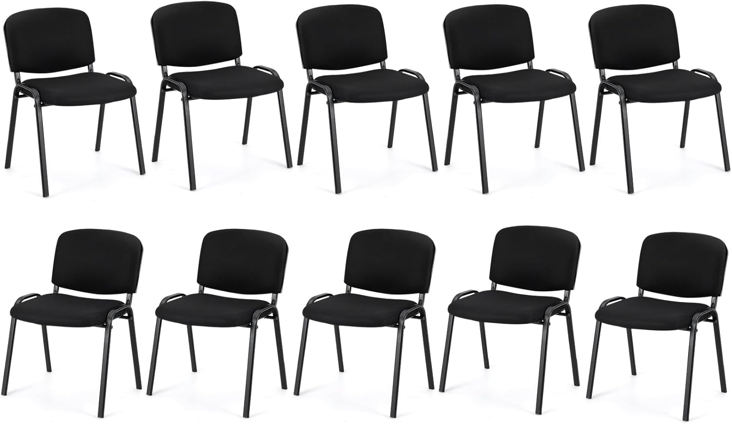 COSTWAY Guest Reception Chairs Set of 10, Stackable Conference Chairs with Upholstered Seat & Ergonomic Back, Waiting Room Chairs for Office, Reception Room, Conference Room, Events