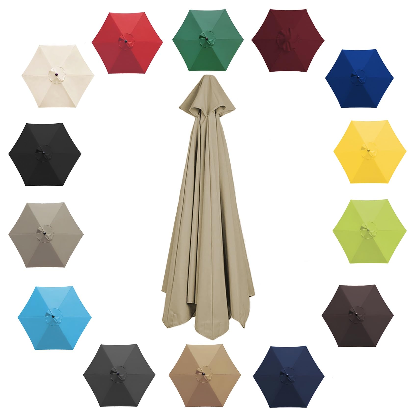 Cmjymx Top Color 200Cm 2.7M 300Cm Umbrella Replacement Parasol Canopy, Garden Parasol Canopy Cover For Patio Sun Umbrella, 6 Arms/8 Arms Replacement Parasol Cover, Market Table Umbrella Replacement Top(Color:
