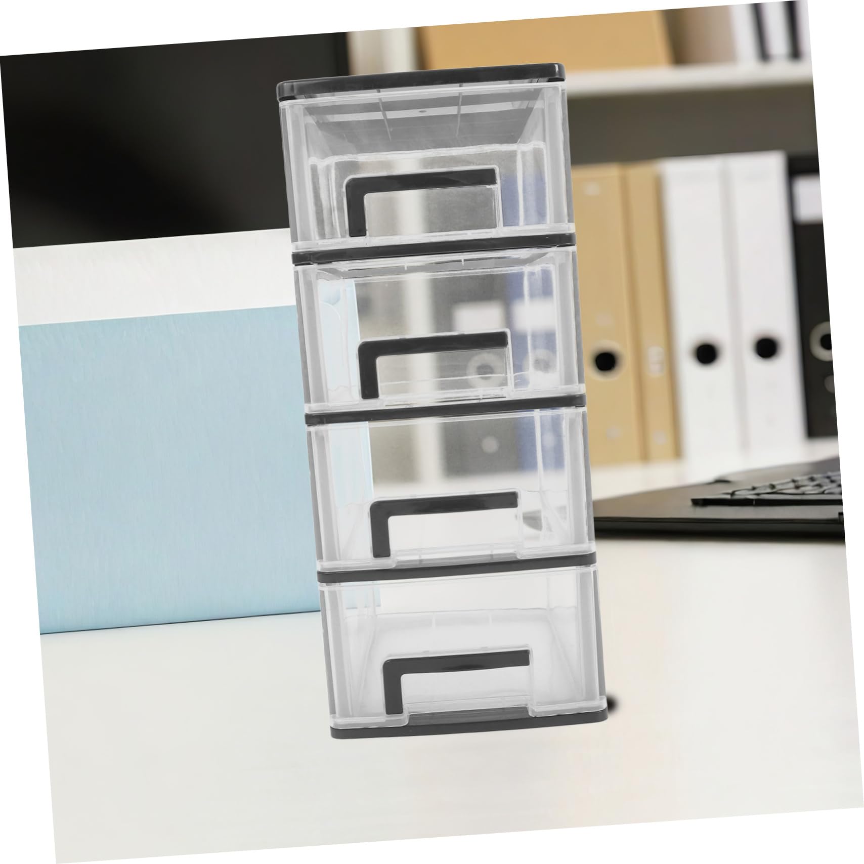 SHERCHPRY Cassettiera da Scrivania in Plastica Trasparente a 4 Strati Cassetti Leggeri in Pp, Organizer Compatto per Desktop, per Mantenere Ordine e Pulizia