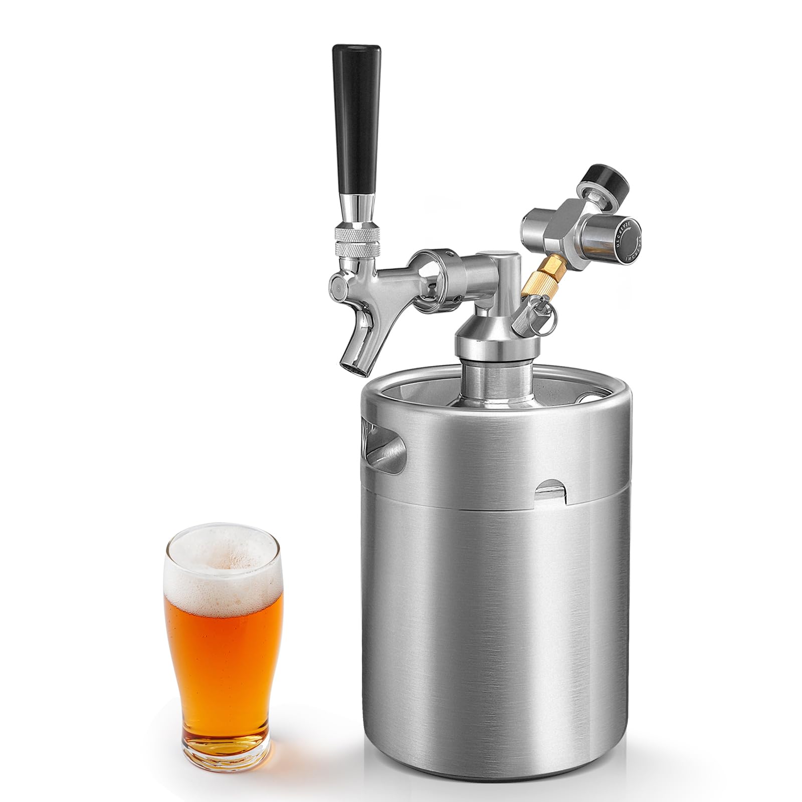 Mini-Bierhahn-Spendersystem, 1,8 l, silberfarben