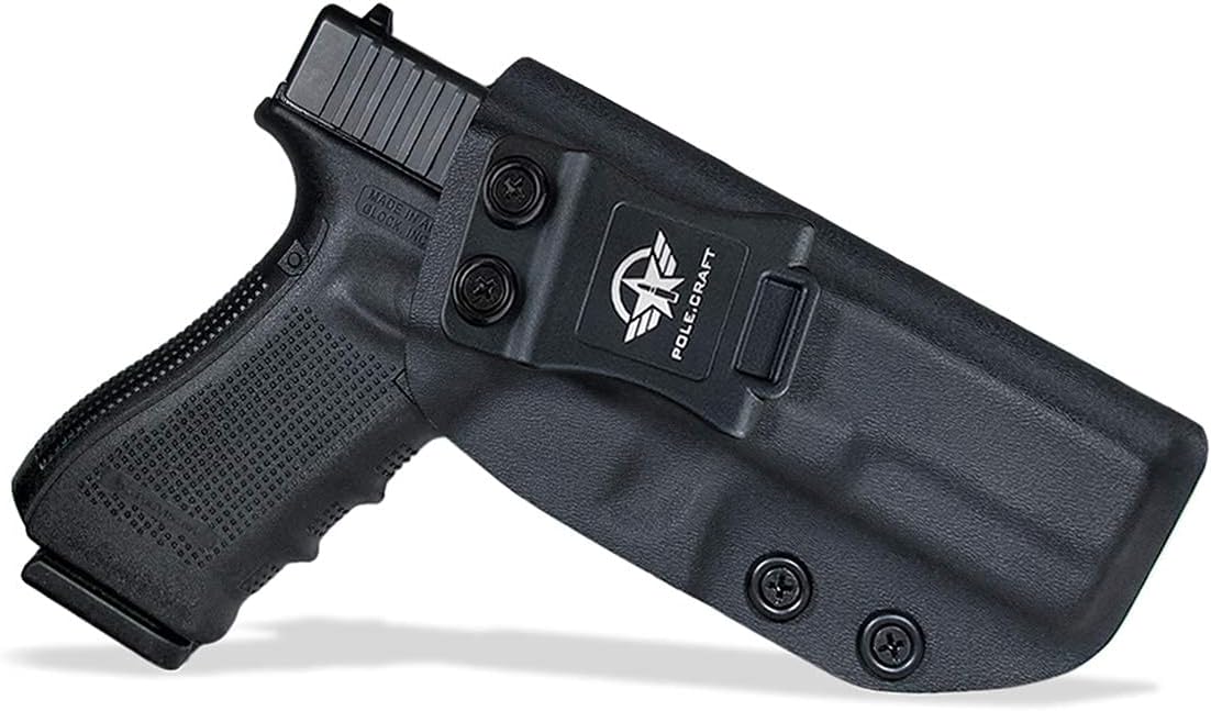 IWB Kydex Holster Custom Fit: Glock 17 (Gen 1-5) / Glock 22 Glock 31 (Gen 3-4) Pistol - Inside Waistband Carry - Adj. Cant Retention - Cover Mag-Button - No Wear - No Jitter