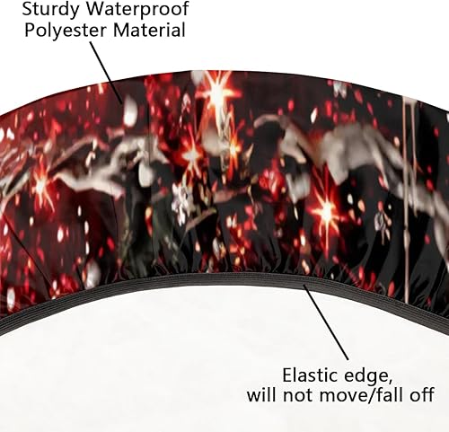 Vista 243 de Pardick Mantel redondo ajustable con diseño de flores de arte en acuarela con mantel elástico, mantel elástico redondo, impermeable, lavable, se