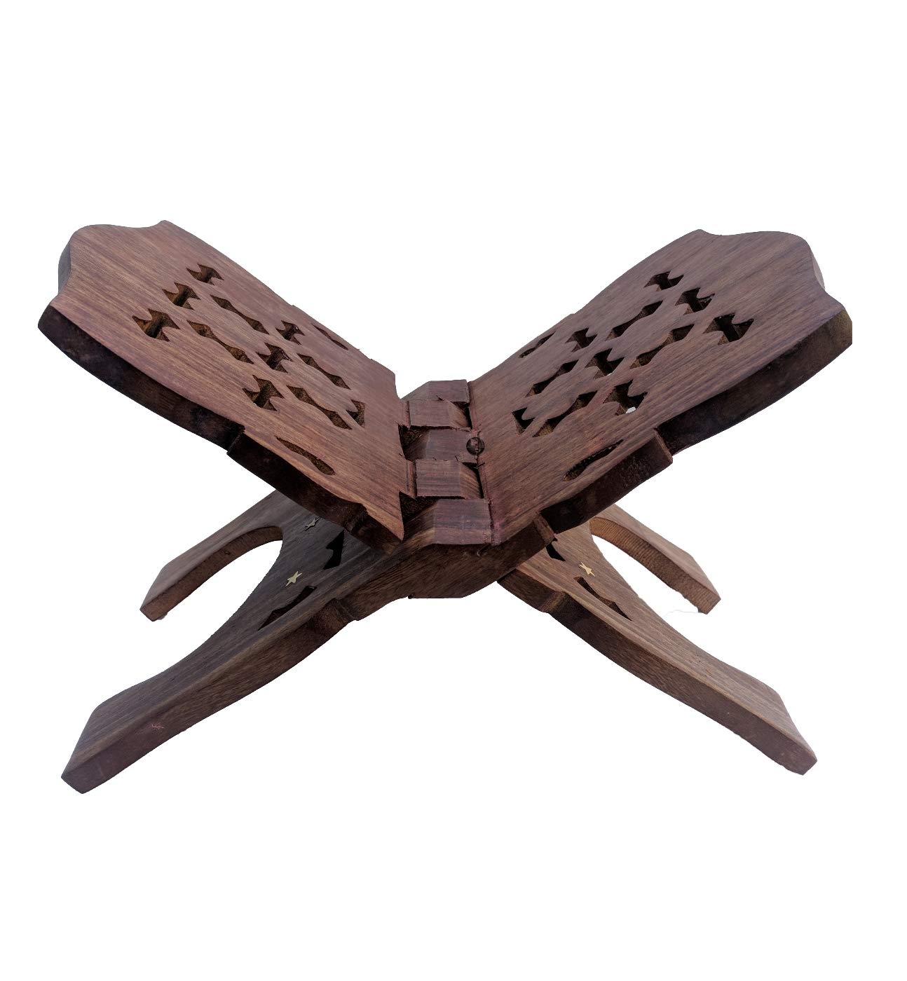 AWC Wooden Hand Carved Rehal Holy Books Stand for Home Temple (Brown)