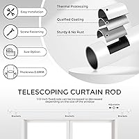 Vista 24 de Hei!Dear Barras de cortina para ventanas de 28 a 48 pulgadas (2.3 a 4 pies), ajustable de 5/8 pulgadas, barra de cortina decorativa de alta