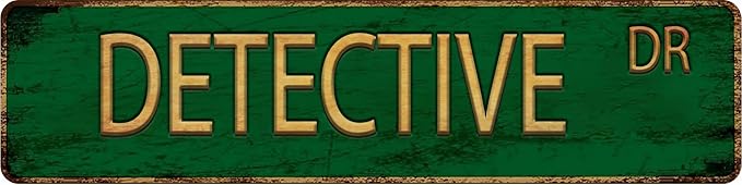 Vintage Metal Tin Sign DETECTIVE 4''x16'' inch, Street Sign for Home, Restaurant, Bar, Cafe, Garage - Retro Wall Decor Plaque