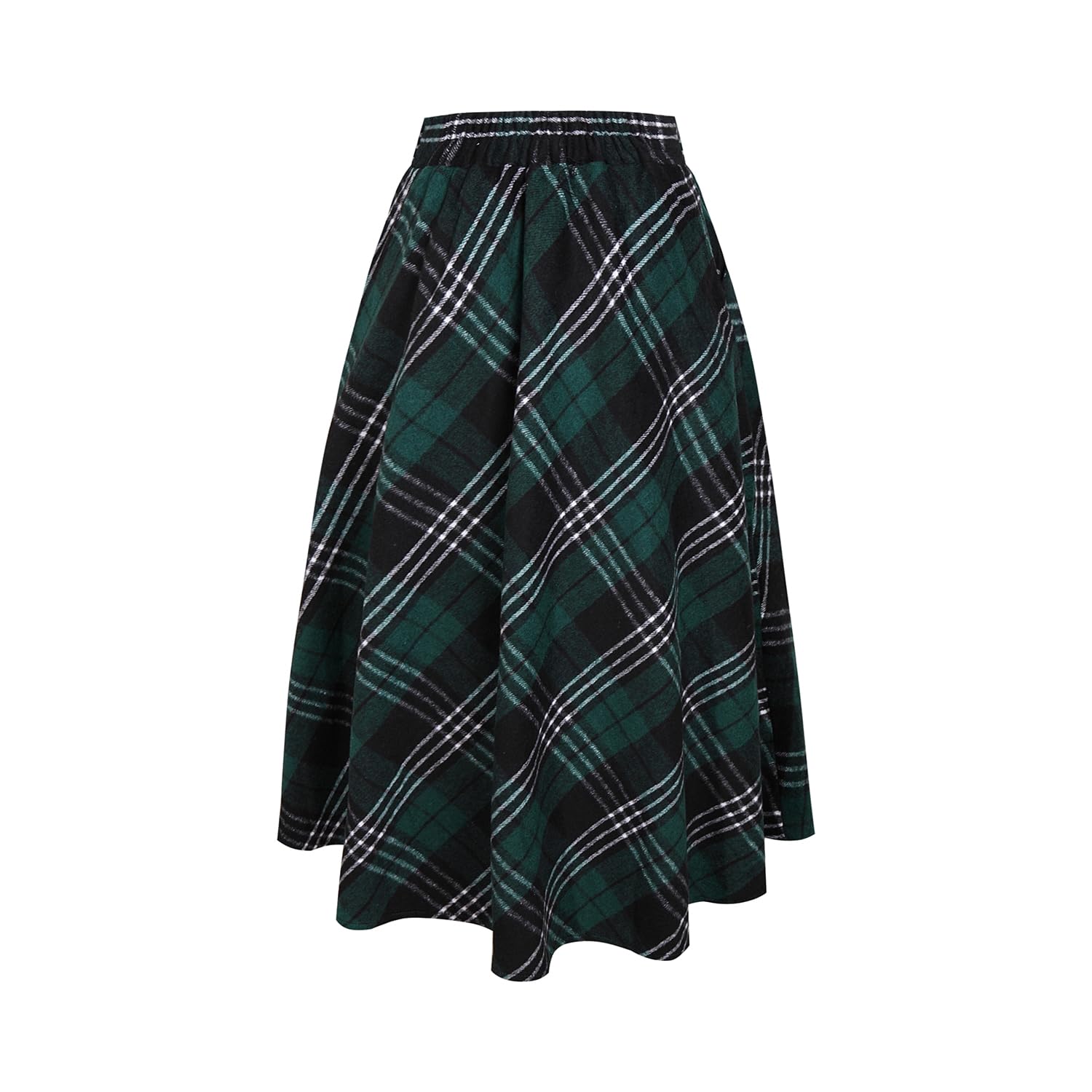 Rock Damen Lang Winterrock Kariert Wollrock Elegant Herbs mit Taschen