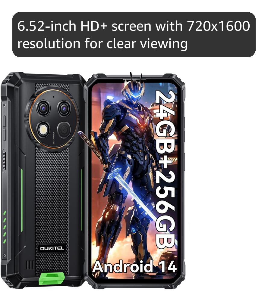 OUKITEL G1 Rugged Smartphone - Android15, 24GB RAM+256GB ROM+1TB