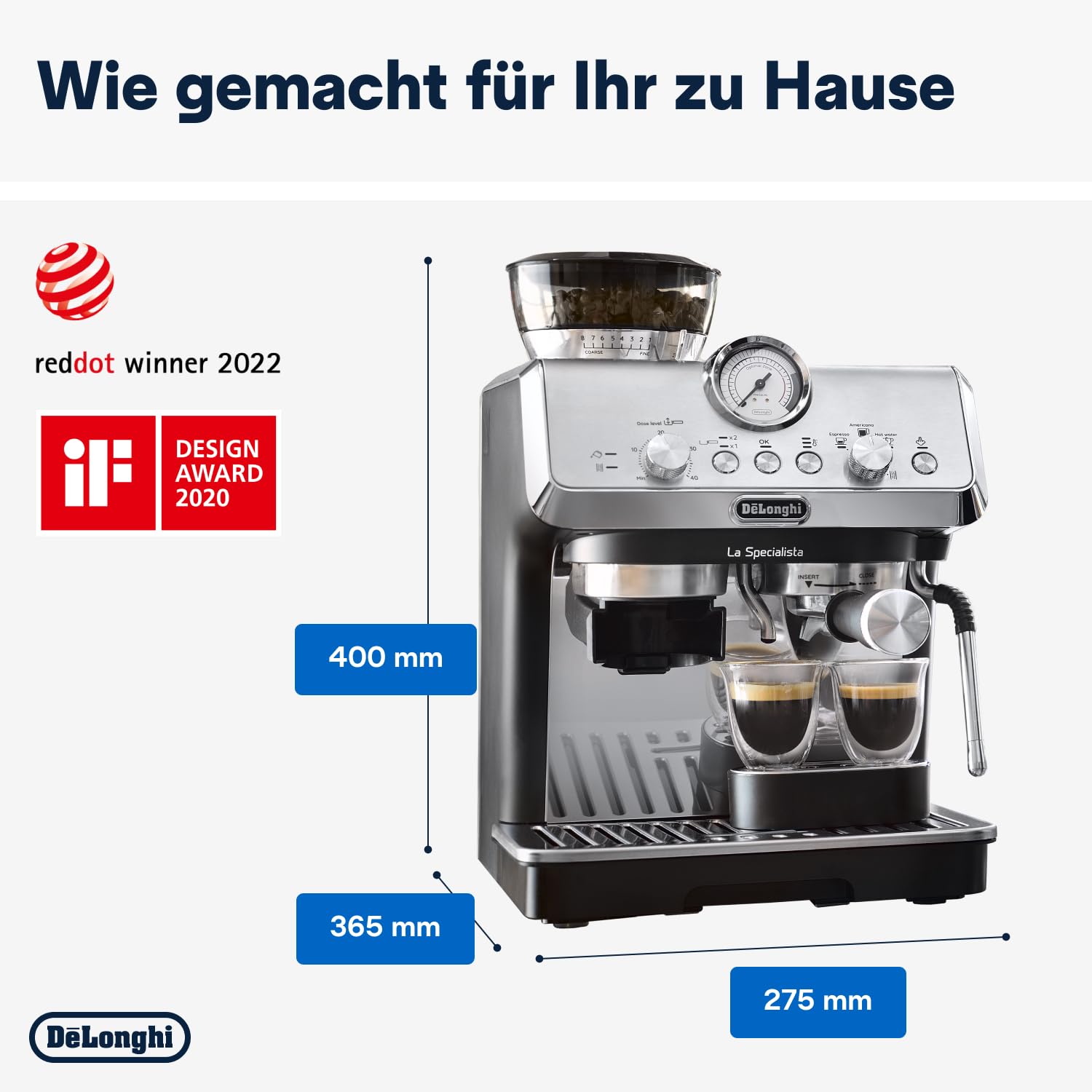 De'Longhi La Specialista Arte EC9155.MB Portafilter Machine, Espresso Machine with Grinder, 8 Grinding Levels, 15 Bar, 3 Temperatures, Milk Foam Nozzle, 1550 W, 1.7 L Tank,... – Bild 7