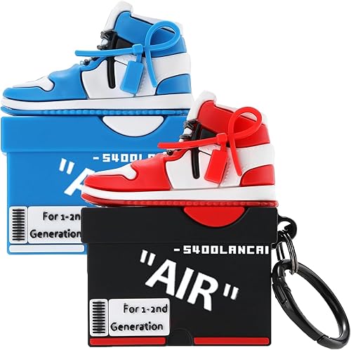 Funda para Apple Airpods de 2 generación, bonita caja de zapatos de dibujos animados, fundas protectoras de silicona suave para AirPods 1 y 2 con